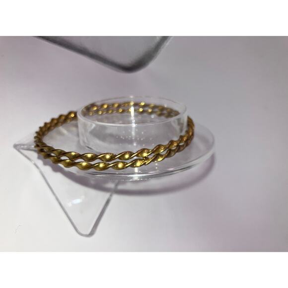 Two Brass Twisted Curved Around 2.75" Bangle Bracelets! - Picture 4 of 10
